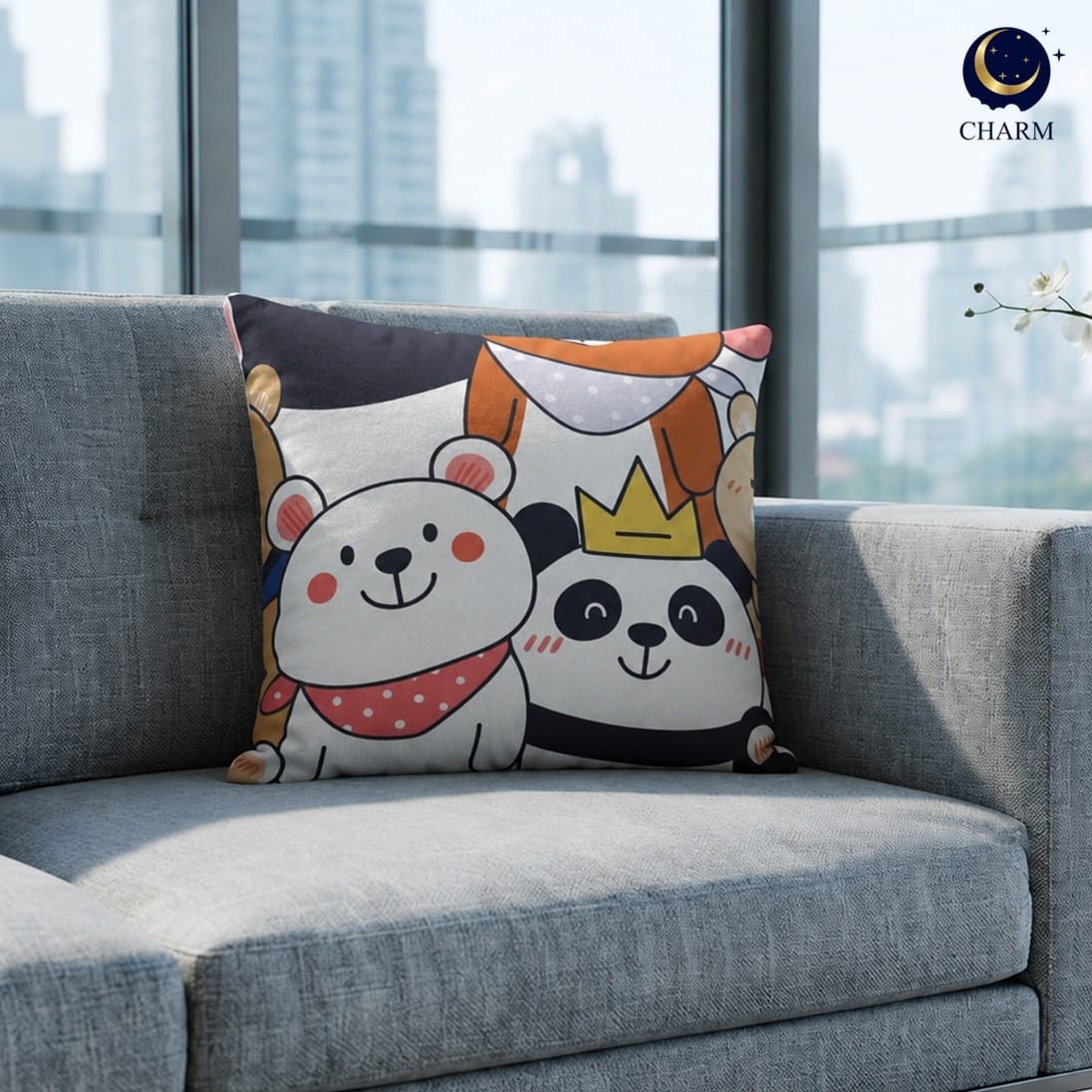 หมอนอิง CHARM 20.5X20.5 นิ้ว ลาย FAMILY BEAR_3